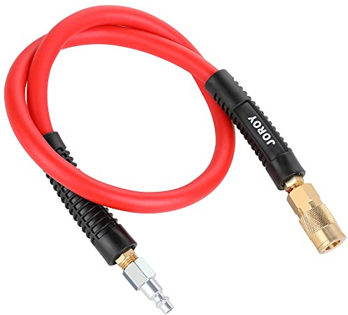 JOROY Hybrid Lead In Air Hose, 3/8-Inch X 3 FT Air Compressor Hose,Heavy Duty, Lightweight, Kink Resistant, All-Weather Flexibility with 1/4-Inch Brass Air Coupler and Plug