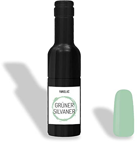VINOLAC® Grüner Silvaner veganer Nagellack in Wein-Flasche - Farblack für Maniküre, Nageldesign & Beauty Geschenk für Frauen - Made in Germany (15 Free Nail Polish, vegan, farbintensiv)