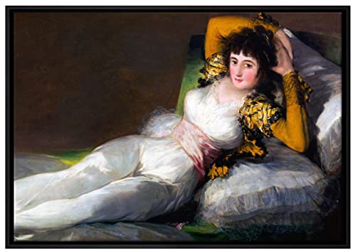 Pixxprint Francisco de Goya - Der dritte Mai Romantik Leinwandbild 100x70 cm im Bilderahmen, Wandbild, Schattenfugenrahmen, Kein Poster