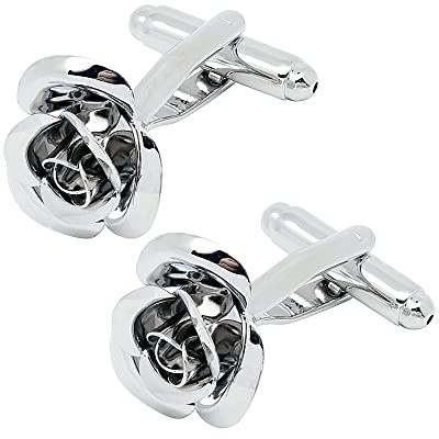 Jonwo Boutons de manchette pour femme en forme de rose avec boîte cadeau - Boutons de manchette unisexes - Boutons de manchette pour mariage, anniversaire