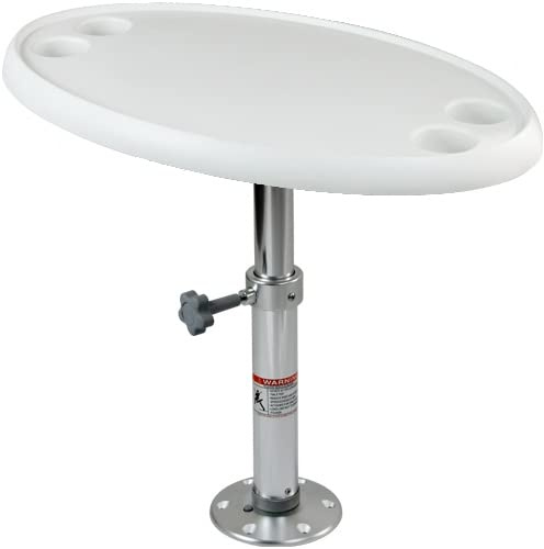PONTTOR Tisch für RV Wohnmobil Wohnwagen Caravan Yacht Boot, Bootstisch mit Ovaler Tischplatte, Abnehmbarer und Einstellbarer Tischfuß Tischgestell