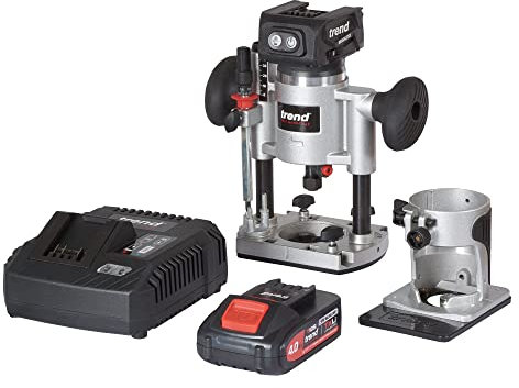 Trend Kit de défonceuse sans balais T18S 18V 8mm (1 batterie 4Ah et chargeur rapide), T18S/R14K1/E