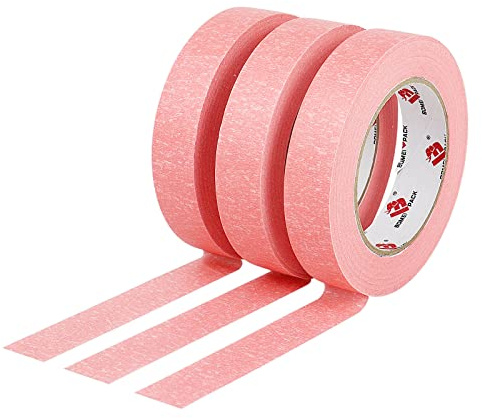 BOMEI PACK Pink Painters Tape 0.94-Inches x 55 Yards (3-Pack), Painters Masking Tape Bulk - Sharp Edge Line Technology, Produces Sharp Lines | Residue-Free and Artisan Grade Wall Trim Tape