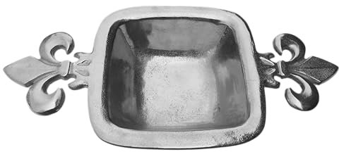 groß Deko Schale Metall französische Lilie Heraldik Silber Tablett Schüssel 3