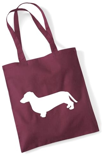 Huuraa Jutebeutel Dackel Silhouette Geschenk | Baumwollbeutel 10 Liter Stoffbeutel Beutel aus Baumwolle Tasche Geschenkidee Einkaufstasche Langen Henkel
