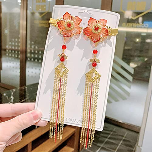 Haarnadel im antiken Stil mit Quaste, lange Kette, Perlen, baumelnder chinesischer Hanfu-Kopfschmuck