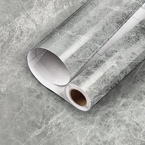 Klebefolie Möbel Marmor Grau 60 x 300cm Möbelfolie Selbstklebend Küchenfolie Arbeitsplatte Schrankfolie Tapete Möbel Dekofolie für Fensterbänke Schrank Couchtisch Esstisch und Küchenarbeitsbank