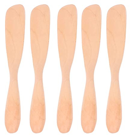 5 Stück Buttermesser Holz, 16,5 x 2 cm Butterverteiler aus Holz Marmeladenkäseverteiler Geschirr Für Käsesandwiches, Käsefrühstück(Kräftiges Holz)