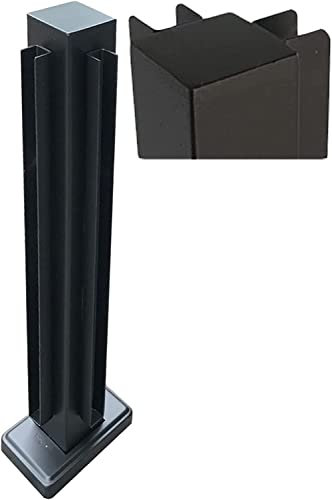 Garden Deck Stairway Fencing Clamp Posts Black Stainless Steel Glass Balustrade Railing Post, Patio Garden Platform Floor-Mount Banister Fence Pole, 10mm - 12mm Thick Panel ( Color : Corner Post , Siz