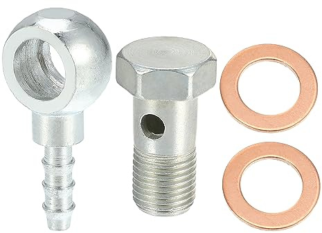 QUARKZMAN Banjo Adapter 10mm M10x1 1pc Für Bremsen Kraftstoff Metall | Für Kraftstoff, Motor, Luft, Größe 38x18mm, Barb Außendurchmesser 5.6mm, Unterlegscheibe Außendurchmesser 16mm