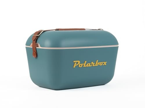 Kreher® Kühlbox Passive Kühlbox Kühltaschen Polar in Retro Vintage Design aus Kunststoff mit polystyrol (Airpop) thermische Isolierung (Classic Blau, 12 L)