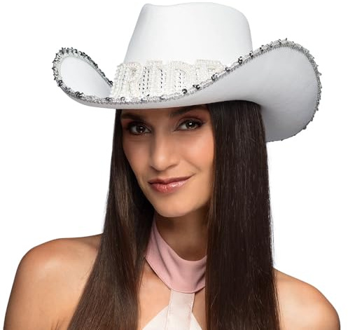 Boland - 01436 - Chapeau de cowboy Bride, chapeau pour JGA, carnaval et fête à thème, mariage, mariée