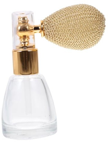 HAKIDZEL Botella de Perfume en Polvo de 10ml, Vidrio, Dorado | Cuerpo Transparente y Ligero, para Viaje o Viaje de Negocios, Estilo Vintage Recargable Color Aleatorio