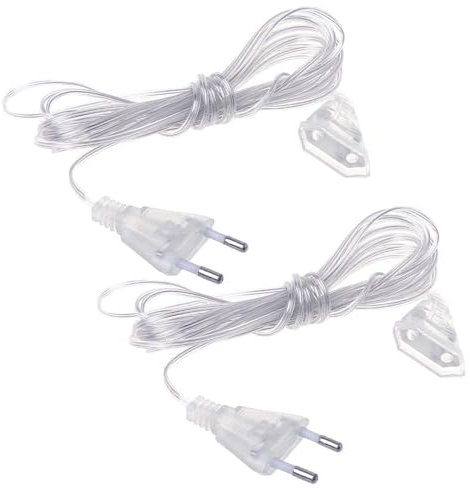 yivom 2er Set Verlängerungskabel Dünnes Kabel, Eurostecker Verlängerung 5M, Verlängerungskabel Flachstecker, Verlängerungskabel Transparent für LED-Laternen und Den Außenbereich 220v