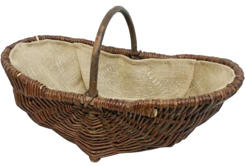 Weidenkorb M, 55x29x24 cm oval, Juteeinlage, Henkel