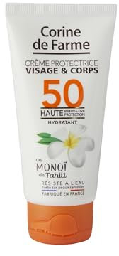 Corine de Farme - Crème Protectrice Visage & Corps SPF50 - Haute Protection UVA & UVB - au Monoï de Tahiti - Résiste à l'Eau - Fabriqué en France - 50ml