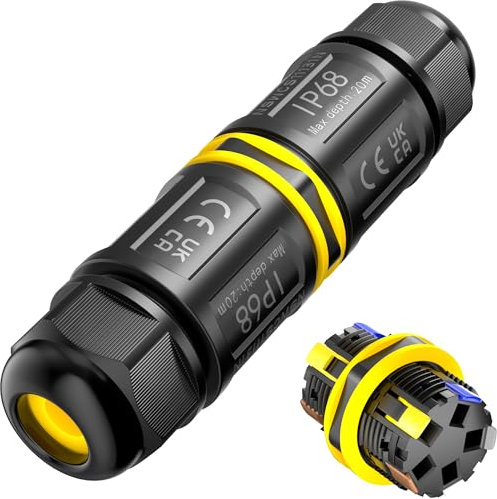 PEBA Connettore per cavi impermeabile a 5 poli, IP68, impermeabile, diametro del cavo 4-14 mm, scatola di distribuzione esterna, 5 conduttori, morsetto di collegamento con leva per esterni, scatola di