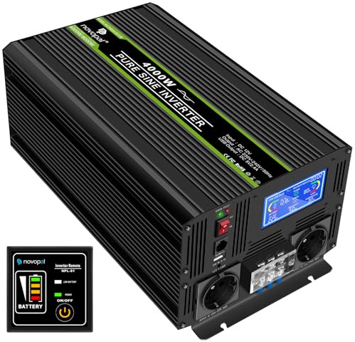 Novopal 4000W/8000W Ren Sinusvåg Växelriktare 12V DC till 230V AC inverter