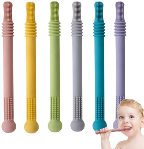 Hohle Beißringröhren 6 Stück Babyspielzeug für Zahnen mit weichen Texturen sensorisches Kauspielzeug ab 0 Monaten Molarstab Säuglinge und Kleinkinder