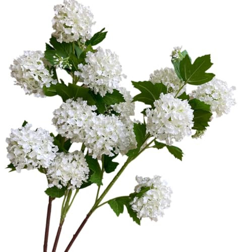BQEE Lot de 3 grandes fleurs d'hortensia artificielles en soie pour bouquet de mariage, maison, fête, magasin (blanc)