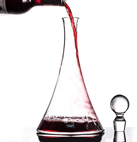 Aioneer Carafe à vin 1 L avec Bouchon hermétique | Carafe à vin Rouge aérée en Verre sans Plomb | Bouteille de Carafe à Whisky et à vin | Cadeaux de vin