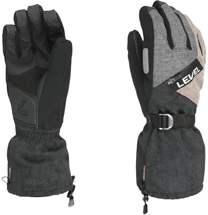 Level Star- Snowboard Handschuhe Herren mit Verstellbarem Riemen und Stulpe, Winterhandschuhe Wasserdicht für Extreme Kälte, Thermohandschuhe für Snowboard, Schneebekleidung für Herren, 1 Paar