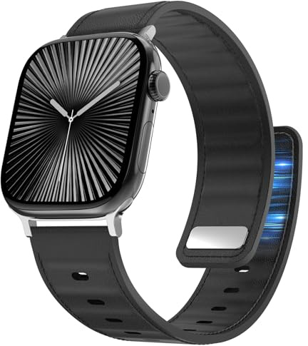 Bouixel Kompatibel mit Apple Watch Armband 49mm 46mm 45mm 44mm 42mm 41mm 40mm 38mm, Magnetische Echtes Lederband Ersatzarmband Herren Damen Bands für iWatch Ultra Series 11 10 9 8 7 6 5 4 3 SE
