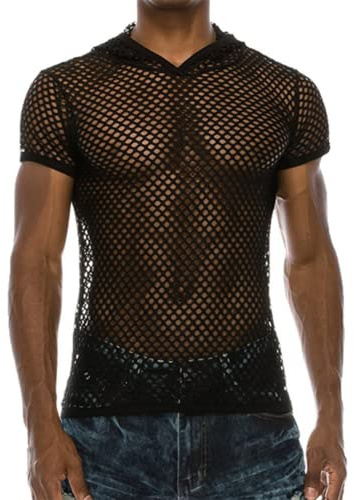 Camiseta de Malla Transparente sin Mangas Rejilla para Hombre