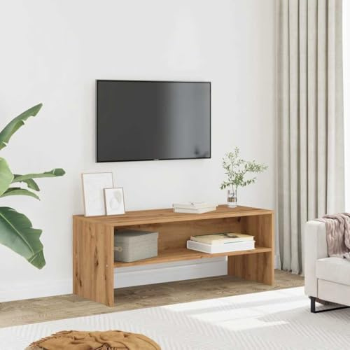 Iiaky Mueble de TV Madera Mueble TV Salon Mueble TV Madera Mesa Television Salon Mueble salón TV de ingeniería Roble Artisan 100x40x40 cm