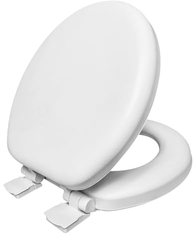 Plexon Soft Cushioned Toilet Seat, Round, White, Slow-Close Lid & Seat, Quick-Release Hinge, Easy To Clean & Change