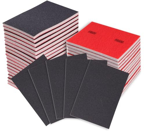 OCCOUMR Set di 24 spugne abrasive, grana P180-P3000, blocco abrasivo a secco umido, tampone abrasivo flessibile per legno, metallo, vernice, mobili, modellismo, lucidatura