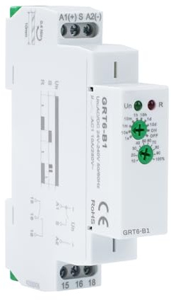 Jadeshay Relais Temporisé GRT6-B1 Interrupteur à Minuterie Électronique à Fonction Unique Relais Temporisé de Mise Hors Tension Type Rail DIN(AC/DC24V-240V)