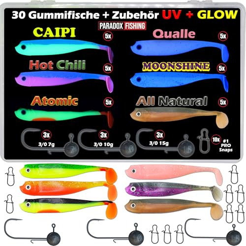 Paradox Fishing Gummifische 7,5cm 10cm 13cm - Zanderköder Gummifisch Zander Köder Gummifische Set Barschköder Barsch Köder - perfekt für Barsch und Zander