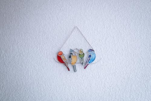 Cucs 3.0 DIY Stained Glass Suncatcher Kit – 4 Birds – Includes 10 Paints & Brush