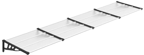 Auvent de Porte d'entrée, Marquise de Porte Extérieur Noir et Transparent 396x90 cm Polycarbonate