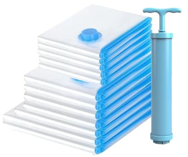 HOMKITEN 12 Stück Vakuumbeutel für Kleidung Reise Klein Wiederverwendbare 60x40，Hervorragende Dichtungsleistung，（6x 35x50 cm，6x 40x60 cm）Vacuum Beutel Bags für Bettdecken Clothing