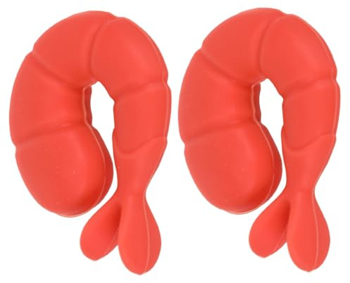 GLEAVI Silicone Pot Lid Holders 2pcs Shrimp Shape Heat Resistant Splash-Proof Cover Lifters Kitchen Cooking Helpers Prevent Boil Over Pot Spoon Pan Accessories
