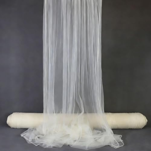 Tüll Stoff für Hochzeit Vorhang,Querbehang Hochzeitsbogen,160 x 800cm Hochzeitsdeko Gardinen Deko Schals,Tüllstoff zum Nähen Meterware,Kostümstoff,Dekostoff für Fotografie,Party,Zeremonie,Beige