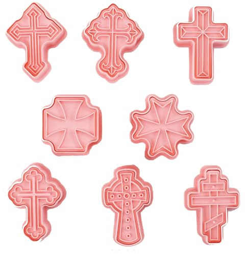 Forma de cruz – Juego de cortador de galletas en 3D para fondant, juego de cortadores de galletas con diseños cristianos de dibujos animados, herramientas de backdiy para galletas, pasteles