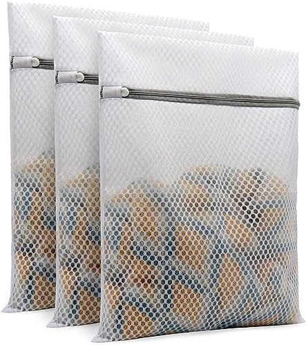 Mesh Laundry Bags for Laundry Room Organization Delicates, Honeycomb Design, 3-Piece Set (30x40cm)
