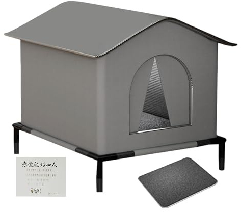 Casa para Gatos Exterior Impermeable | Casa Exterior Impermeable con Alfombrilla Y Puertas - Refugio Aislado Y Acogedor para Gatos En Jardín Patio Césped