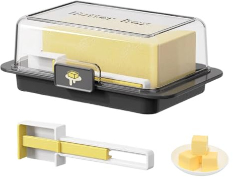 Large Butter Dish with Lid, Butter Dish for Portion Control, Airtight Butter Holder for Countertop and Fridge Refrigerator Door Shelf, 8oz Airtight Butter Keeper for Kerrygold Butter, Cream Cheese