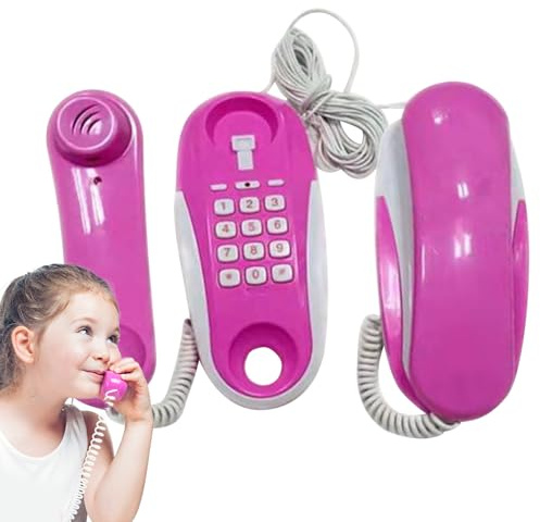 Barnleksakstelefon, leksakstelefoner för barn, leksakstelefon, flickor med riktiga ringsignaler, intercom-leksaker, 23 fot lång telefonkabel, födelsedags-julleksak för utveckling