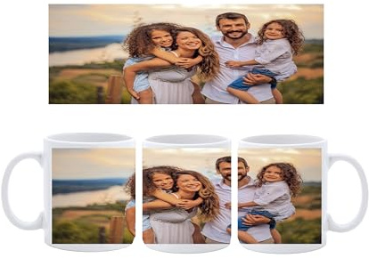 Taza personalizada con foto o texto – Regalo original para parejas, amigos y familia – Taza cerámica blanca 23×9 cm – Personaliza con tu imagen favorita – Ideal cumpleaños, Navidad o San Valentín