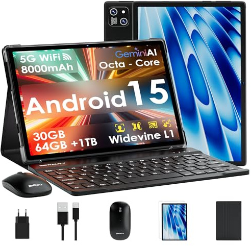 ZENTALITY 2026 Neuestes 10 Zoll Tablet Android 15 【30 GB RAM + 64GB ROM+2TB】【Gemini AI】 Widevine L1, Octa Core, 8000 mAh, 8 MP + 13MP, Bluetooth 5.0