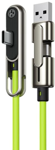Cable de Datos con Base 240W | Cable De Carga Rápida Lateral 240W con Doble Cabezal - Soporte Invisible 2 en 1 para Cargador y | para Smartphones Tablets Electrónicos Viajes Aire Camping
