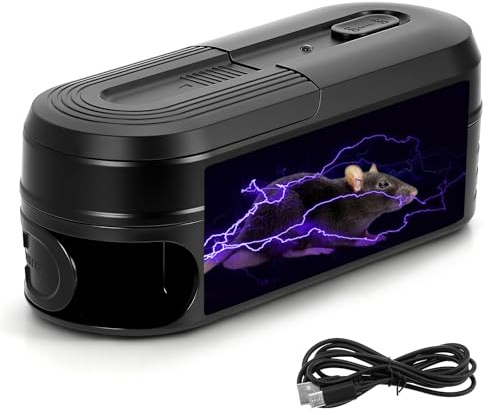 Eirolace Trampa para Ratas Eléctrica 8000V, Mata Ratas Potente Alta Tensión para Pequeños Roedores, Trampa Eléctrica para Ratas Reutilizable para Casa, Cocina, Garaje, Oficina, Raticida Extra Fuerte