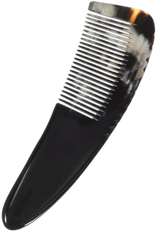 HOMSFOU Ox Horn Hair Comb with Fine and Wide Teeth for Hair Grooming and Scalp Massage Stylish Natural Buffalo Horn Material Preventing Damage and Breakage and Promoting Relaxation