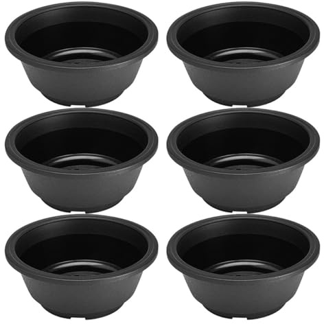 Uonlytech Vaso per Succulente in Plastica 6 Pezzi, Nero, Fondo Cavo | Piante e Piante Grasse, Uso Casa e Fioreria, Plastico, Non Facile da Deformare