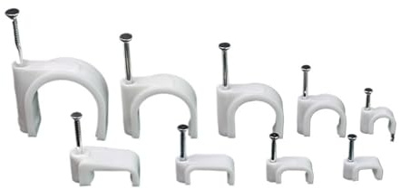Fermacavi a chiodo, Clip for chiodi for cavo tondo in plastica Bianco piatto 4-16mm 100pz(Flat 6mm)